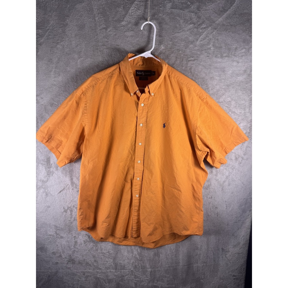 Ralph Lauren Shirt Mens XL Orange Blake Short Sleeve Button Down Cotton Casual